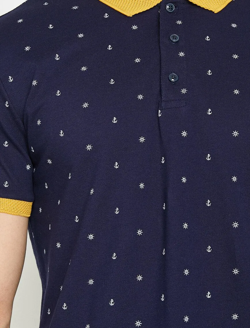 10210 Navy Polo Neck T-Shirt