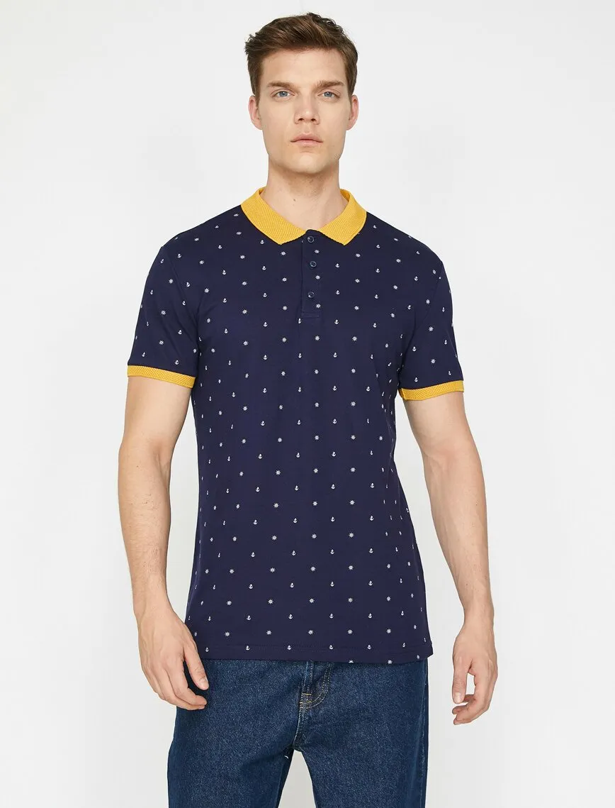 10210 Navy Polo Neck T-Shirt