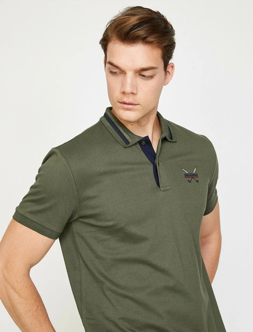 10225 Khaki Polo Neck T-Shirt