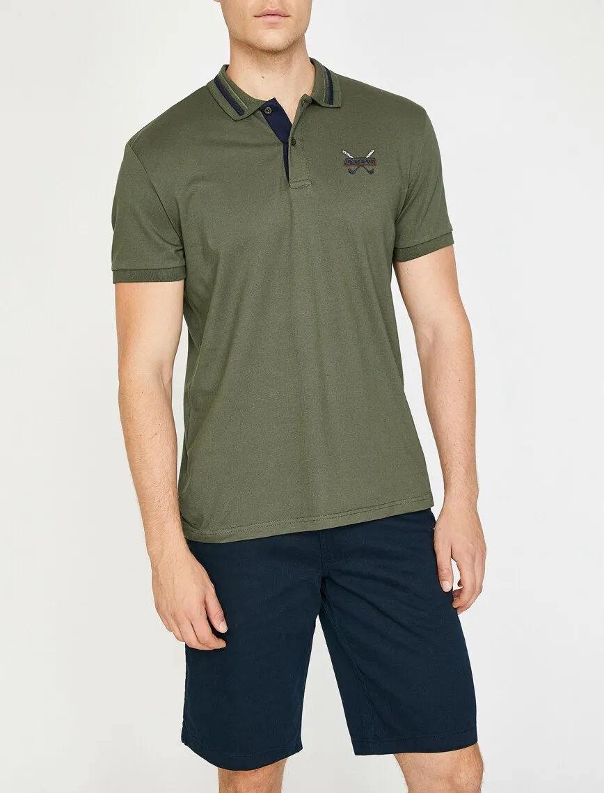 10225 Khaki Polo Neck T-Shirt