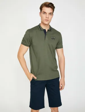 10225 Khaki Polo Neck T-Shirt