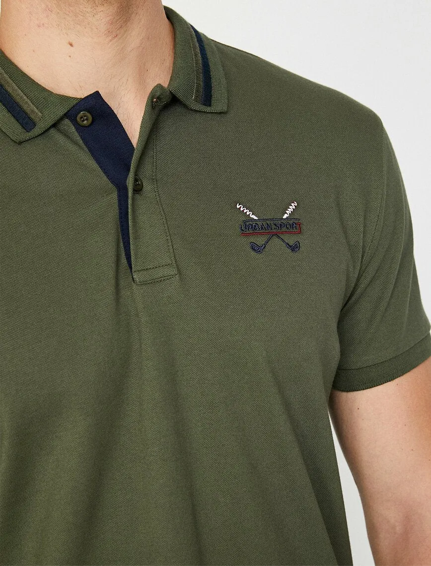 10225 Khaki Polo Neck T-Shirt