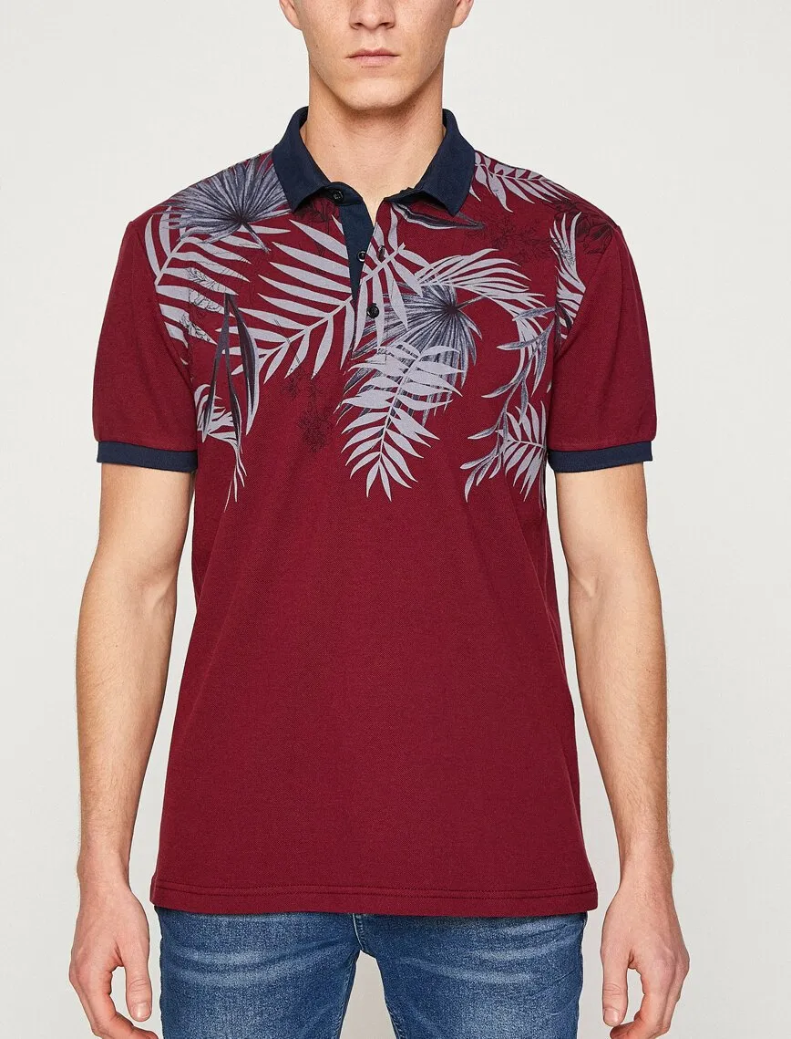 10396 Bordeaux Polo Neck T-Shirt