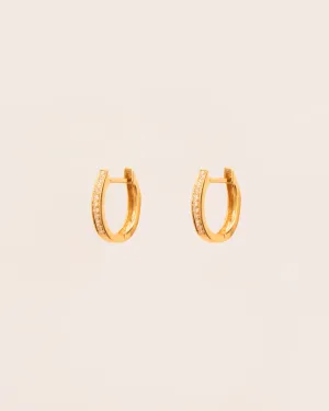 18K Gold Hoops w. white Diamonds