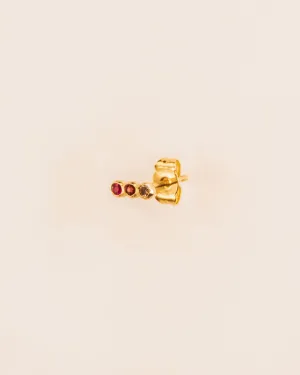 18K Gold Stud w. yellow Diamond, Ruby og Garnet