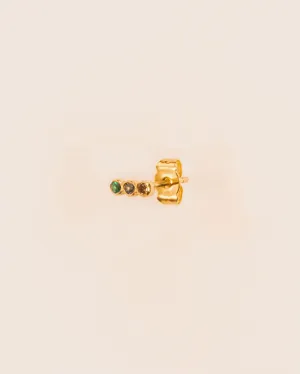 18K Gold Studs w. Diamonds, Tsavorite & Topaz