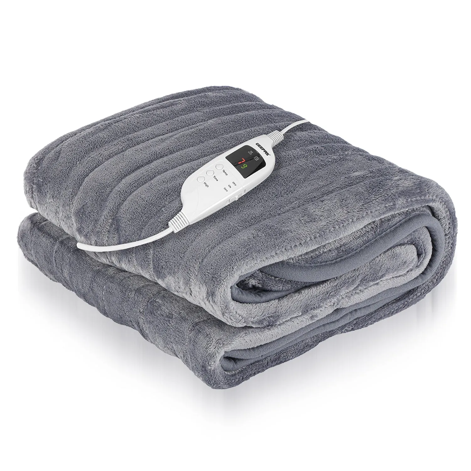 9-Heat Fluffy Heated Throw Blanket With Timer (Double)