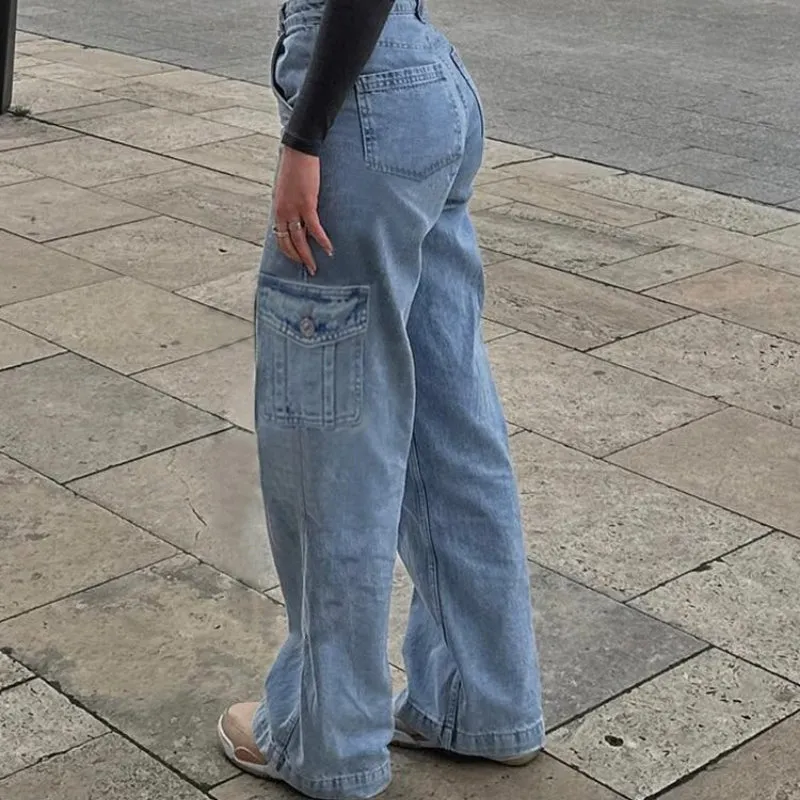 90s Aesthetic Classic Wide Leg Denim Pants