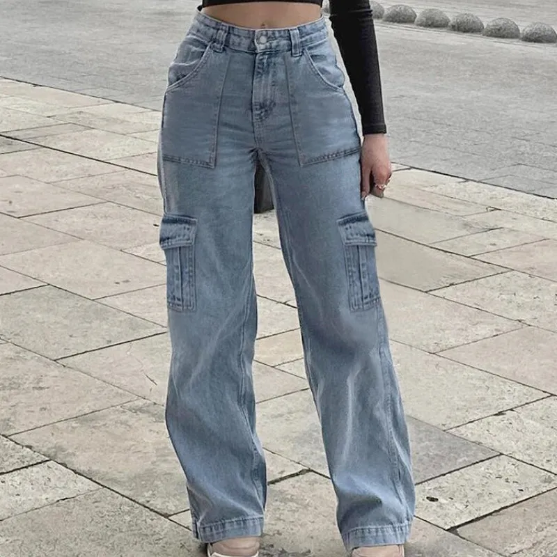 90s Aesthetic Classic Wide Leg Denim Pants