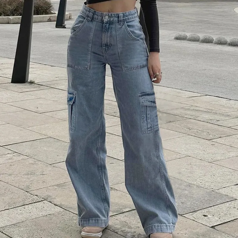 90s Aesthetic Classic Wide Leg Denim Pants