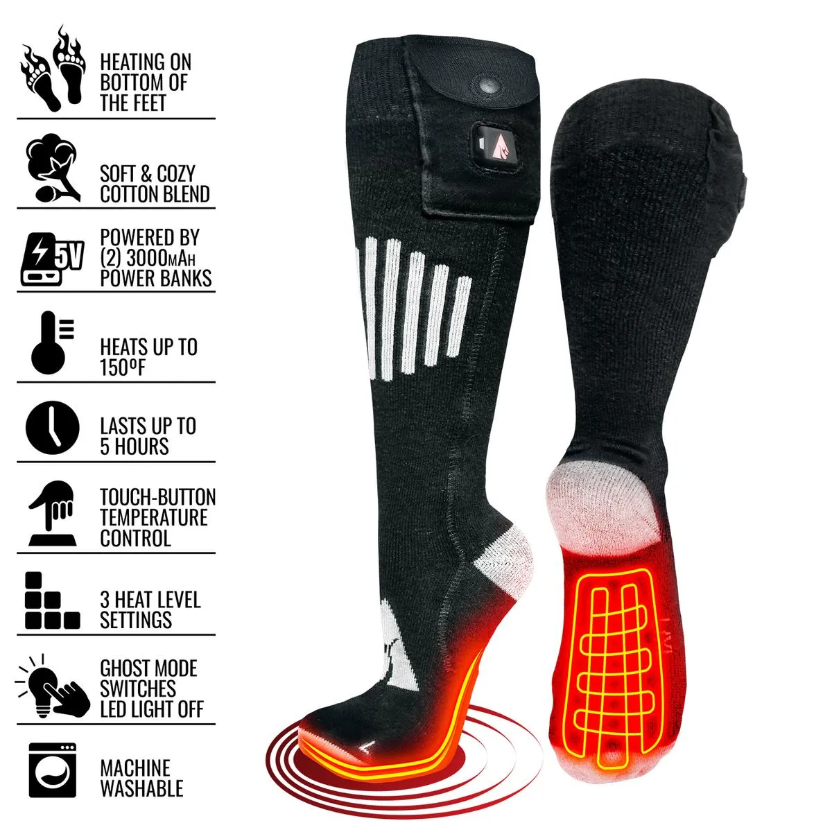 ActionHeat 5V Battery Heated Socks - Cotton