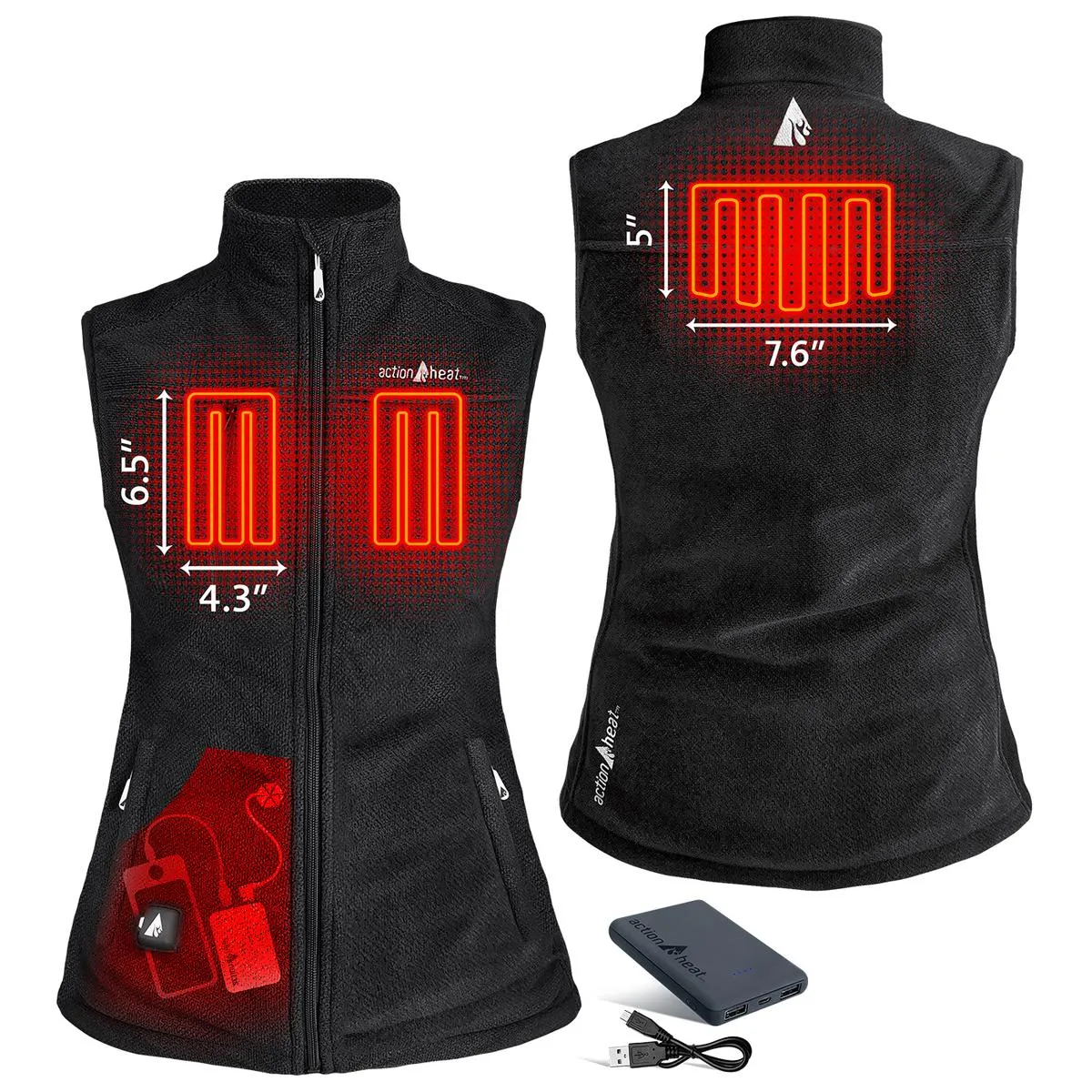 ActionHeat 5V Performance Fleece Battery Heated Vest - Women's