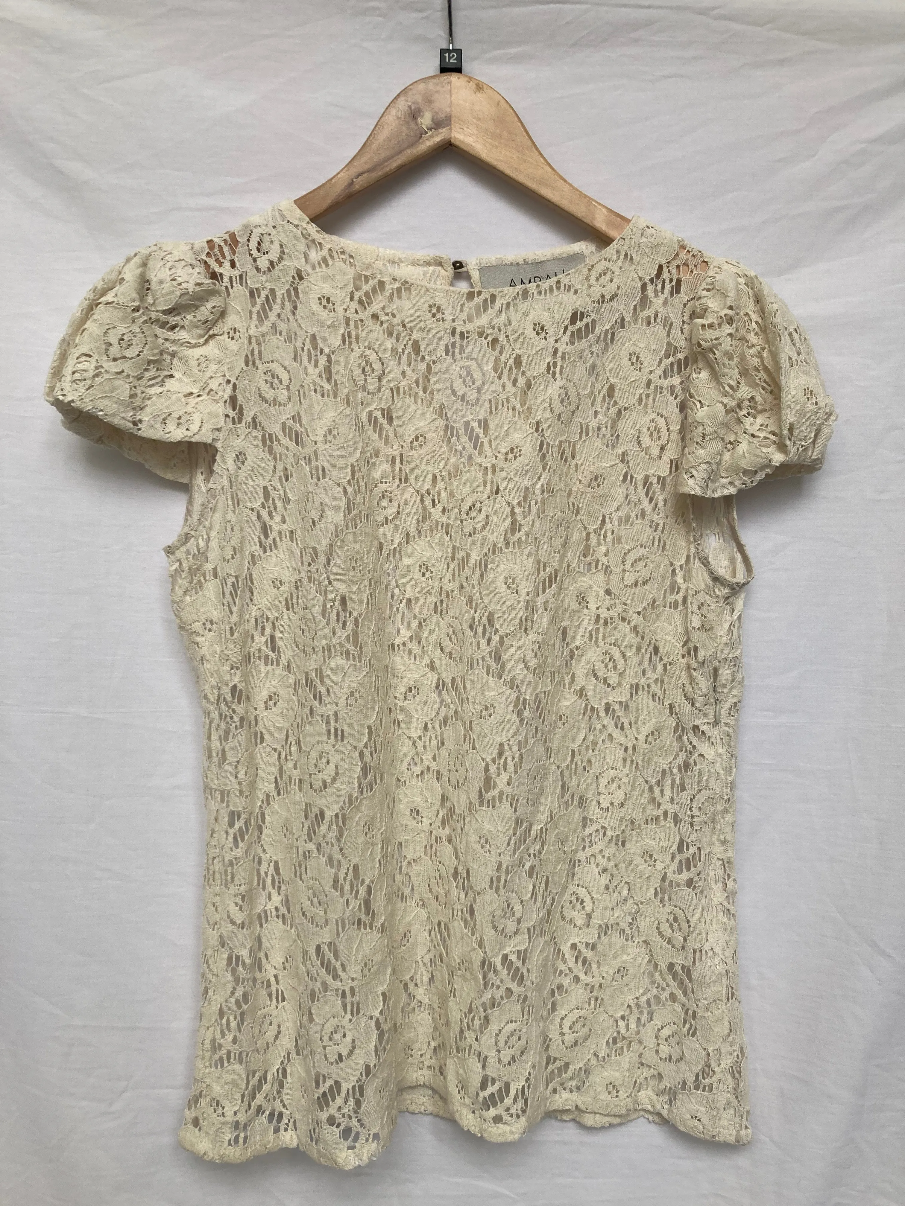 AMBALI Paris Cream Lace Blouse Size 12