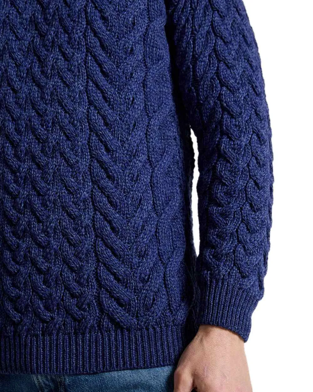 Aran Merino Wool Crew Neck Jumper