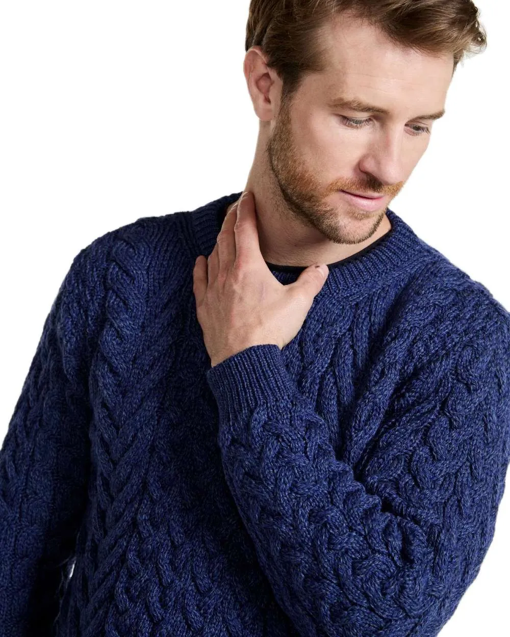 Aran Merino Wool Crew Neck Jumper