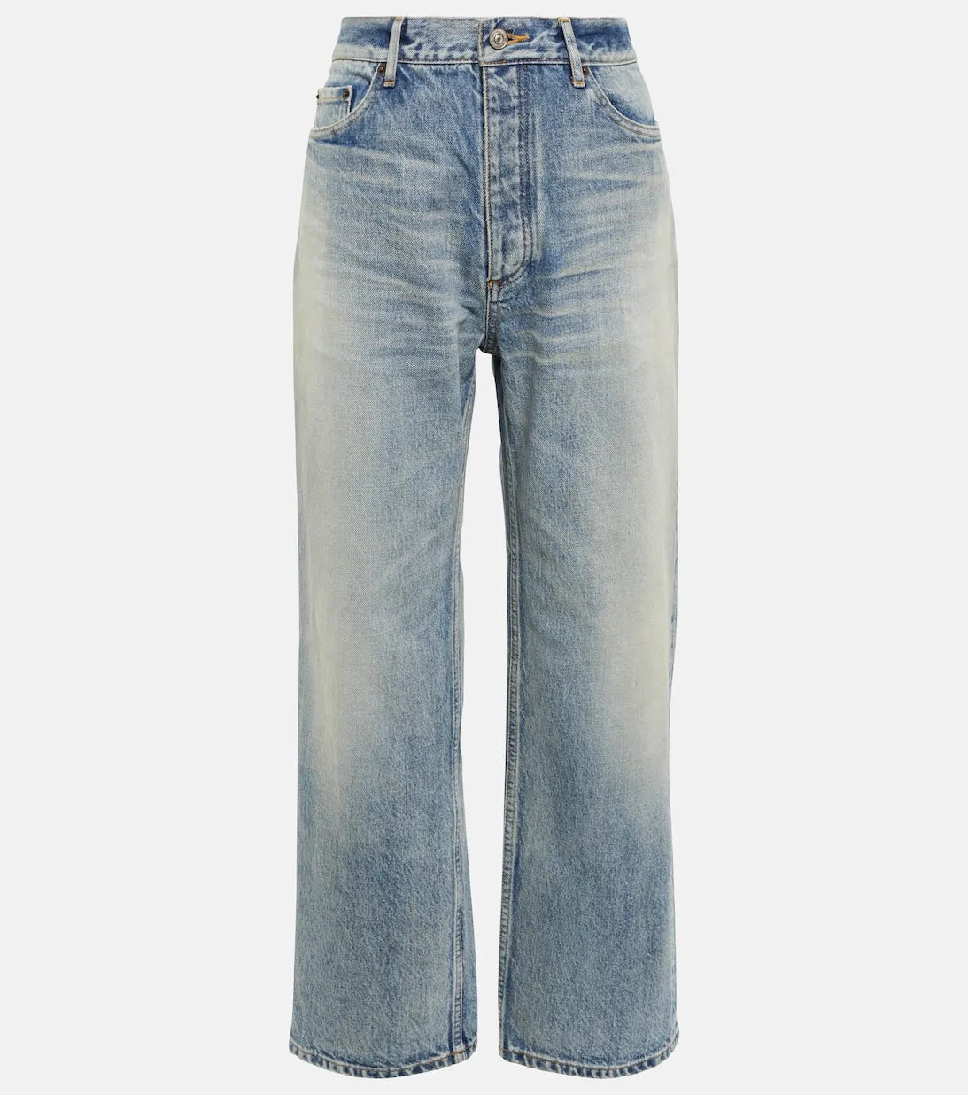 BALENCIAGA Wide Leg High Rise Jeans, Blue