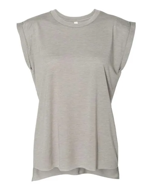 BELLA   CANVAS Women's Flowy Rolled Cuffs Muscle Tee