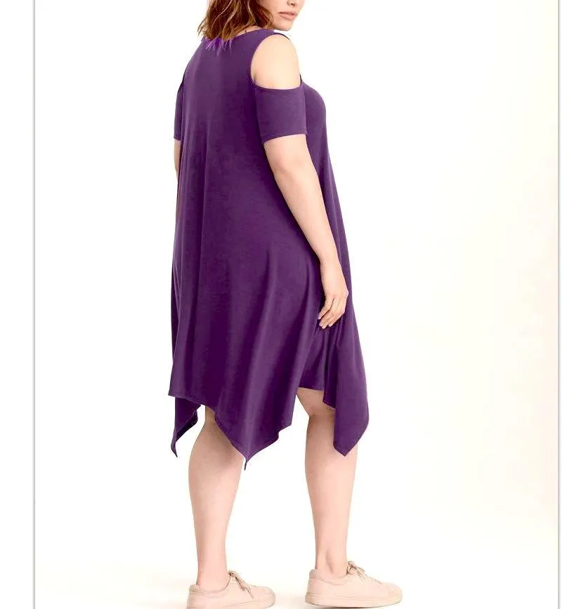 Big Size Purple Off Shoulder Dress