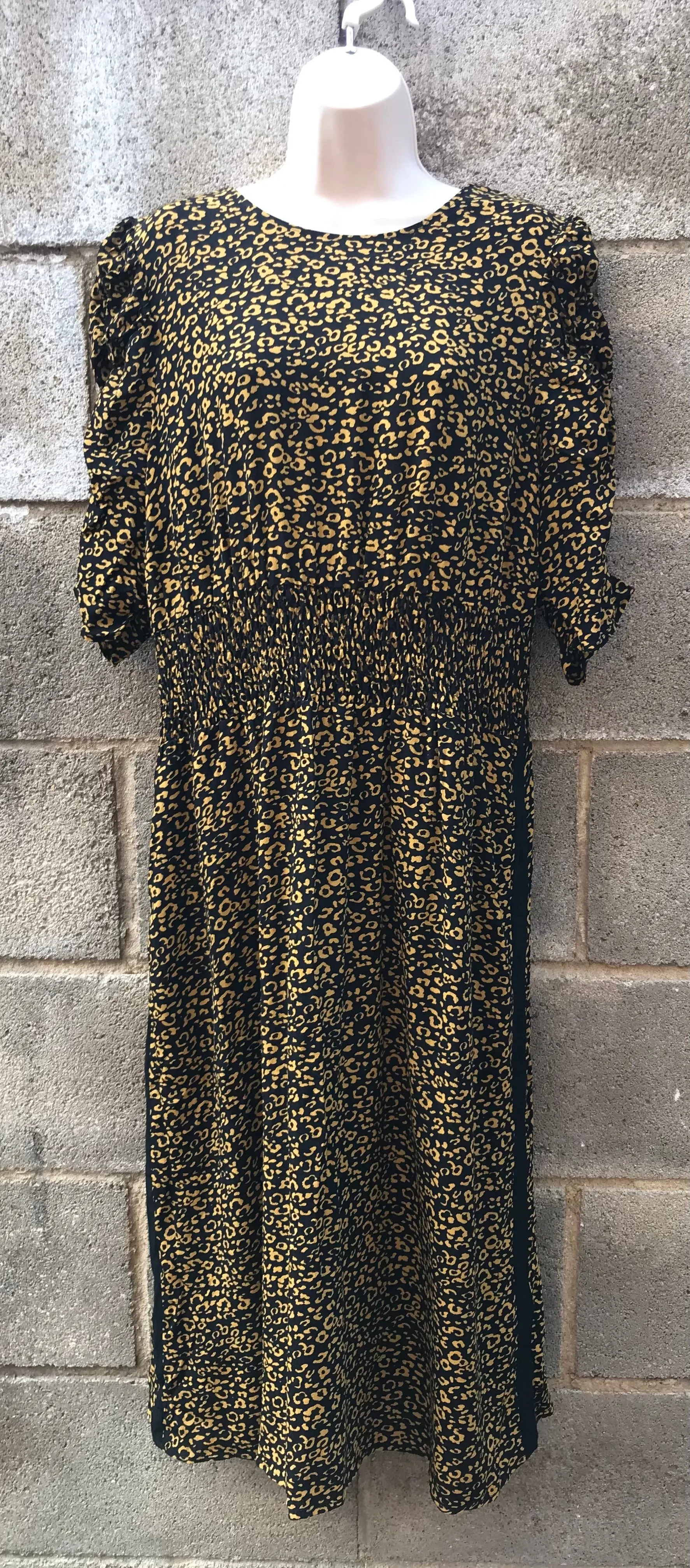 BNWT M&S Size 18 Black and Mustard Maxi Dress