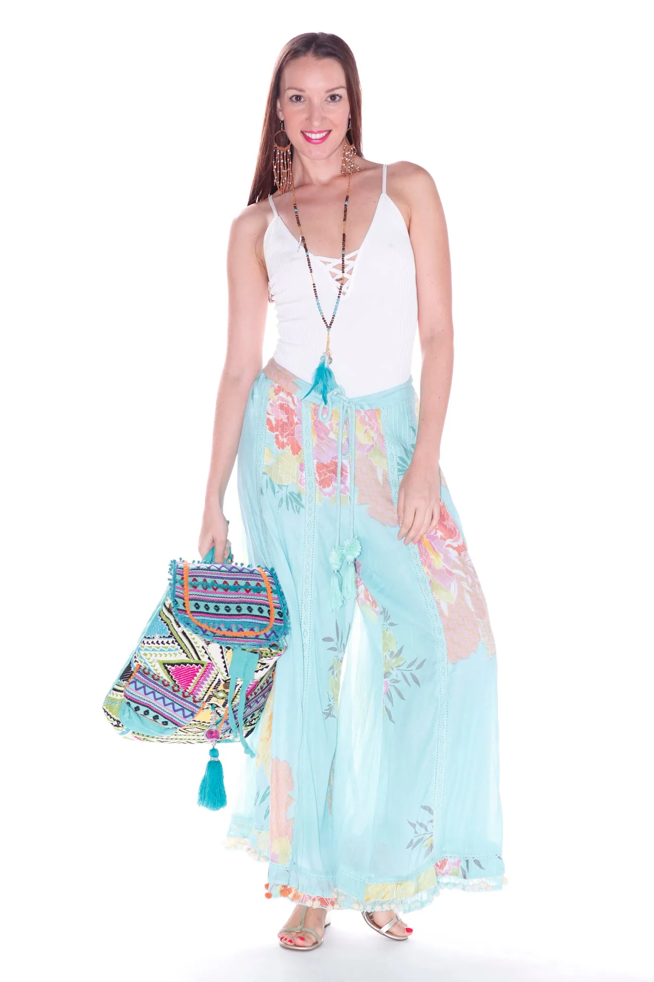 Boho floral Aqua pants only