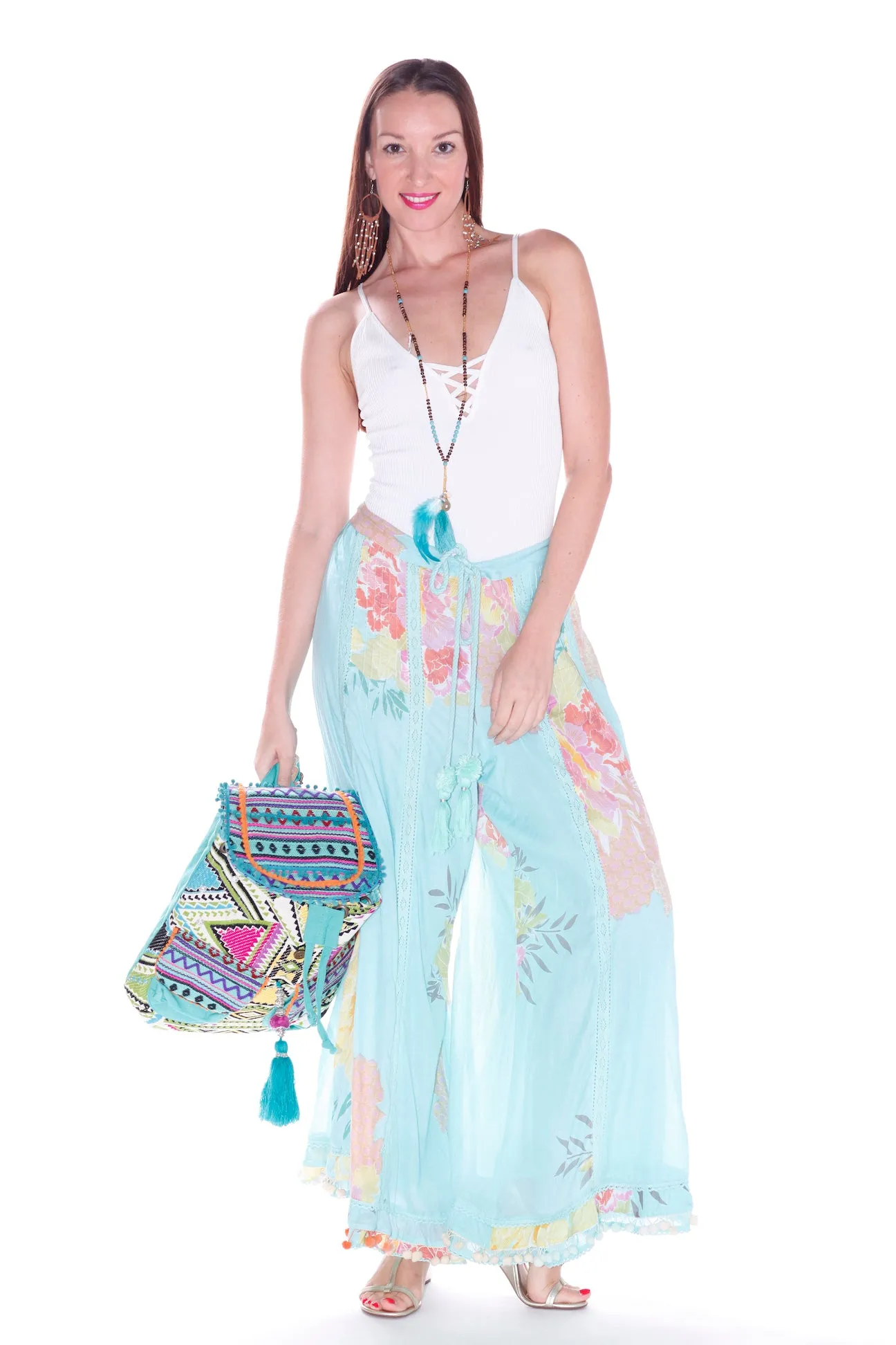 Boho floral Aqua pants only