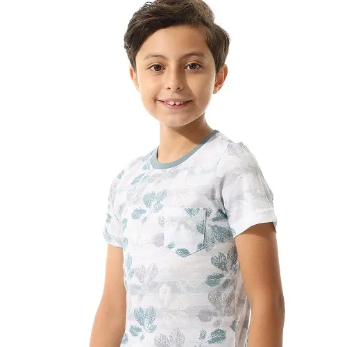 Boys' Leaf Print Pajama Set, Short - Sleeve Summer Sleepwear For Kids