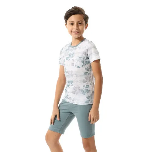 Boys' Leaf Print Pajama Set, Short - Sleeve Summer Sleepwear For Kids