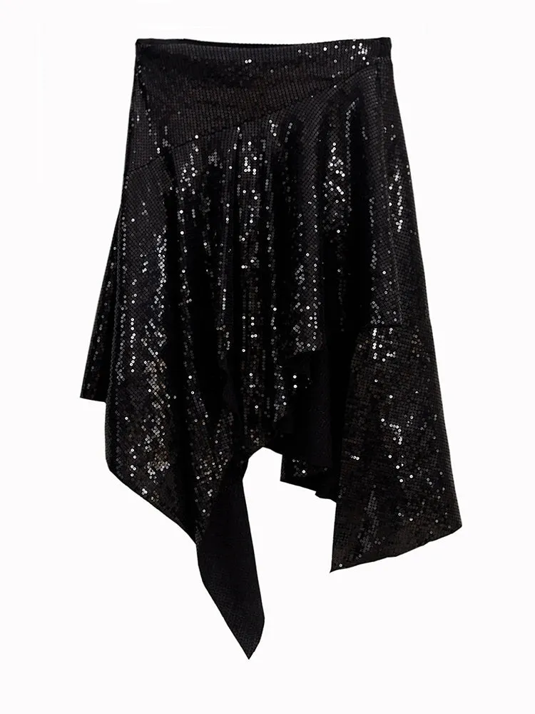 Bracadi Asymmetrical Sequin Skirt