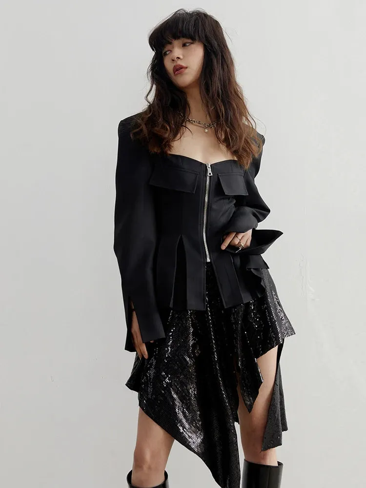 Bracadi Asymmetrical Sequin Skirt