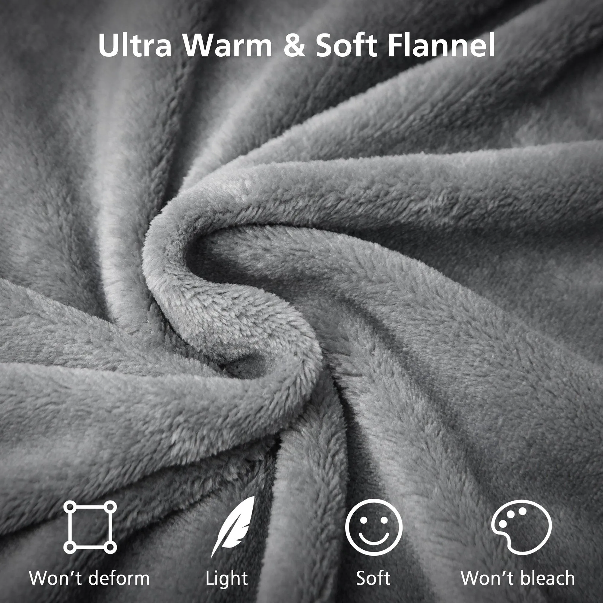 Comfier Heated Blanket Electric Throw, 50x60, Grey Soft Flannel Fast Heating Blanket -1811