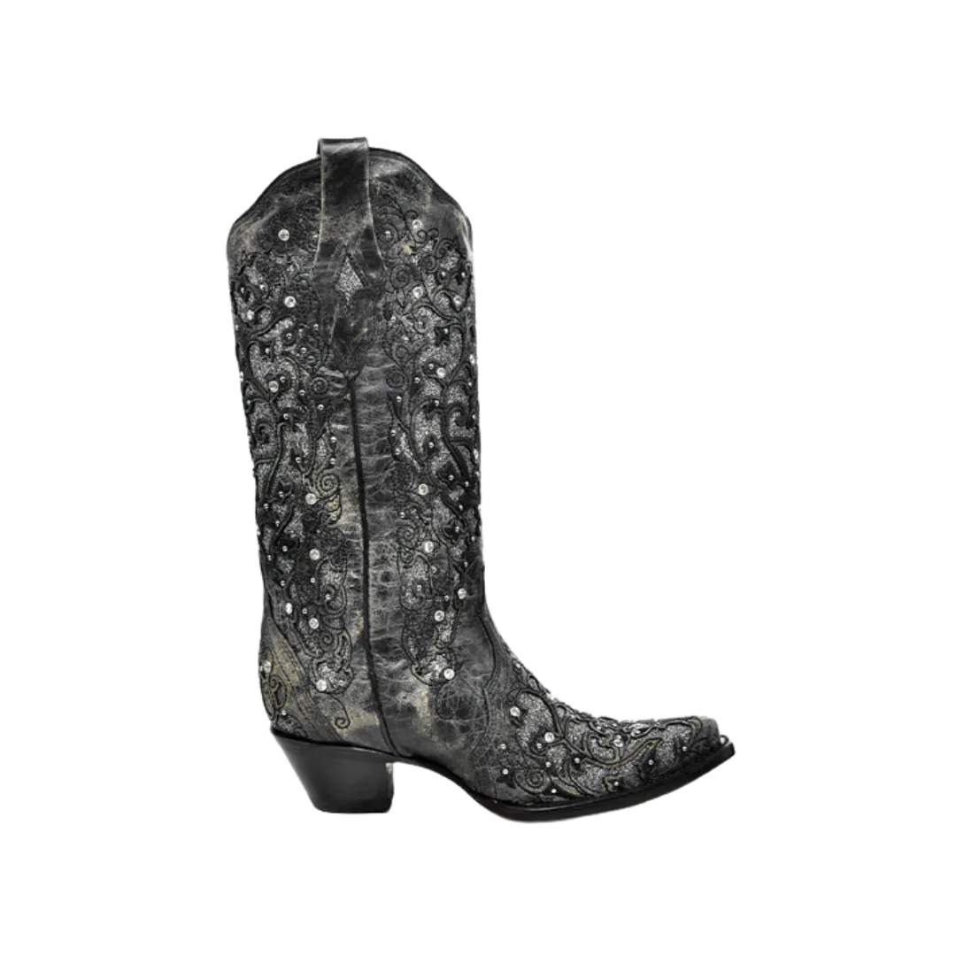 Corral Women's Glitter Inlay/crystals Sniped Toe Style Grey Boots