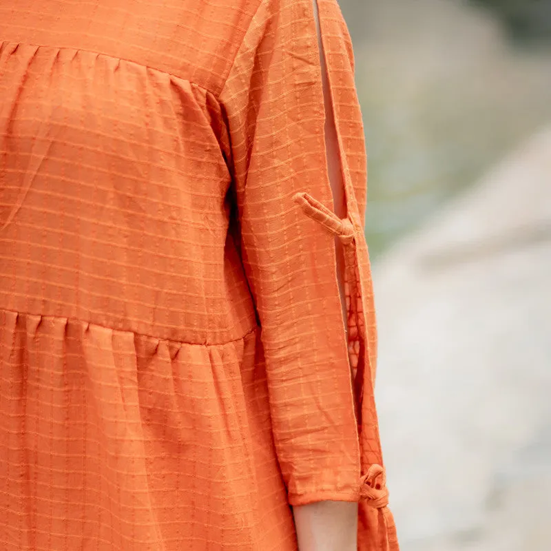 Cotton Ombre Dyed Midi Dress | Orange