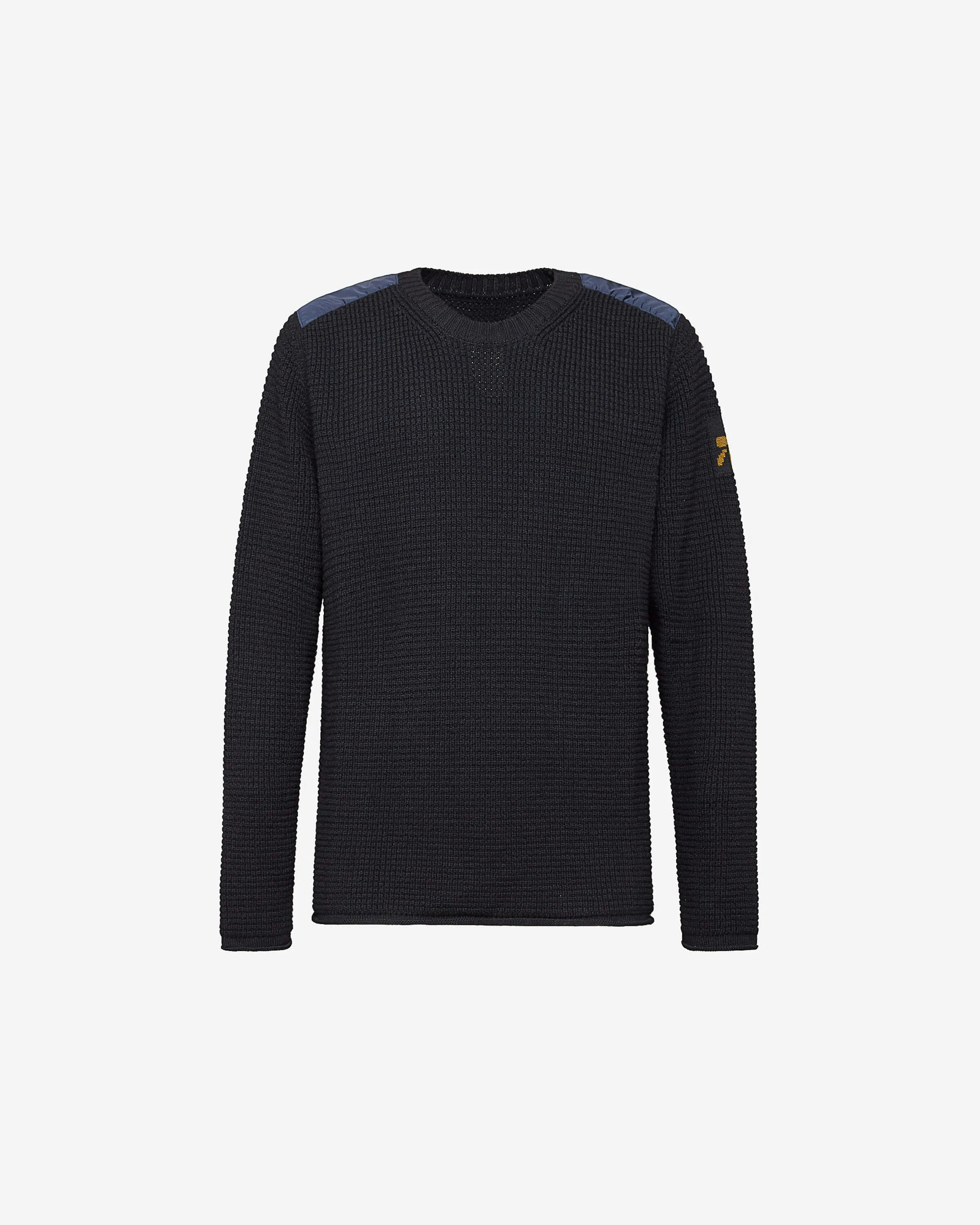 Crewneck Wool Sweater with Nylon Details Blue PMG07300