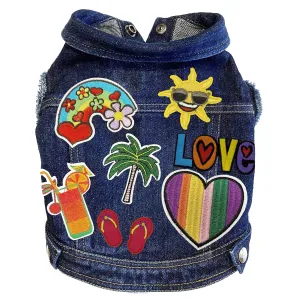 Custom Love Summer Denim Dog Jacket