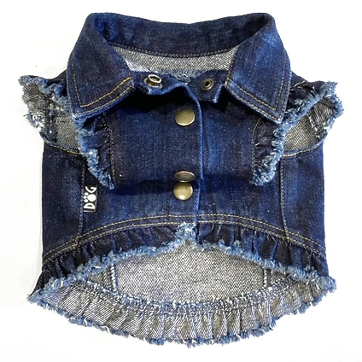 Custom Sweet Treats Denim Dog Jacket With Ruffles