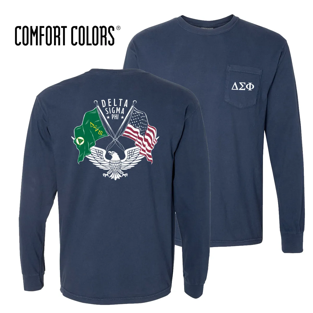 Delta Sig Comfort Colors Navy Patriot tee