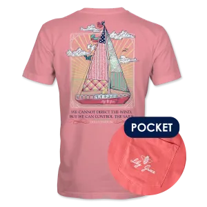 Direct the Wind Sailboat- Dolly Quote with Preppy Pattern T-Shirt