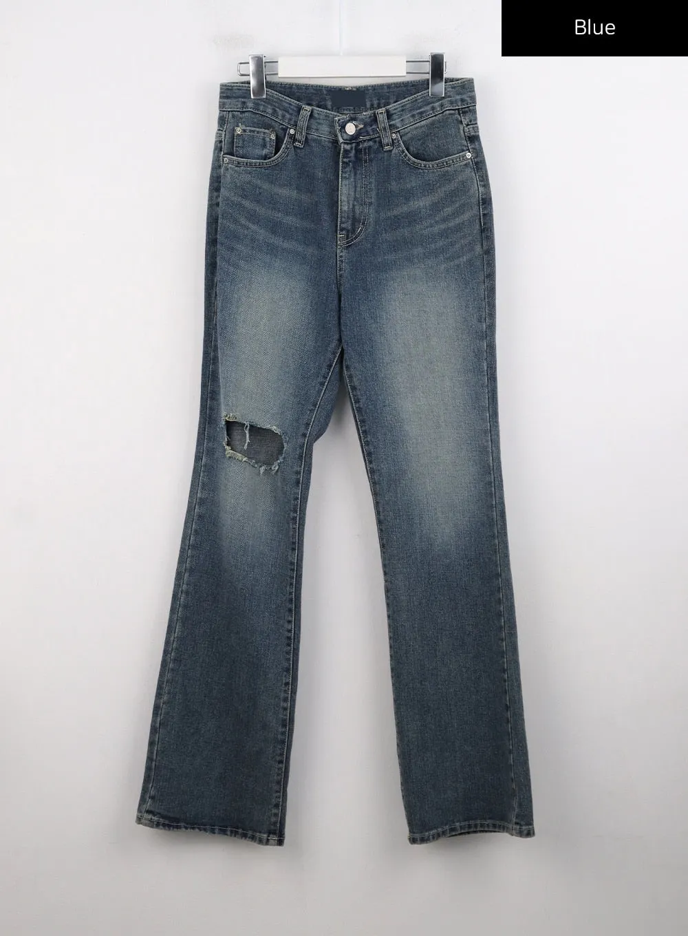 Distressed Washed Wide Leg Jeans CG316