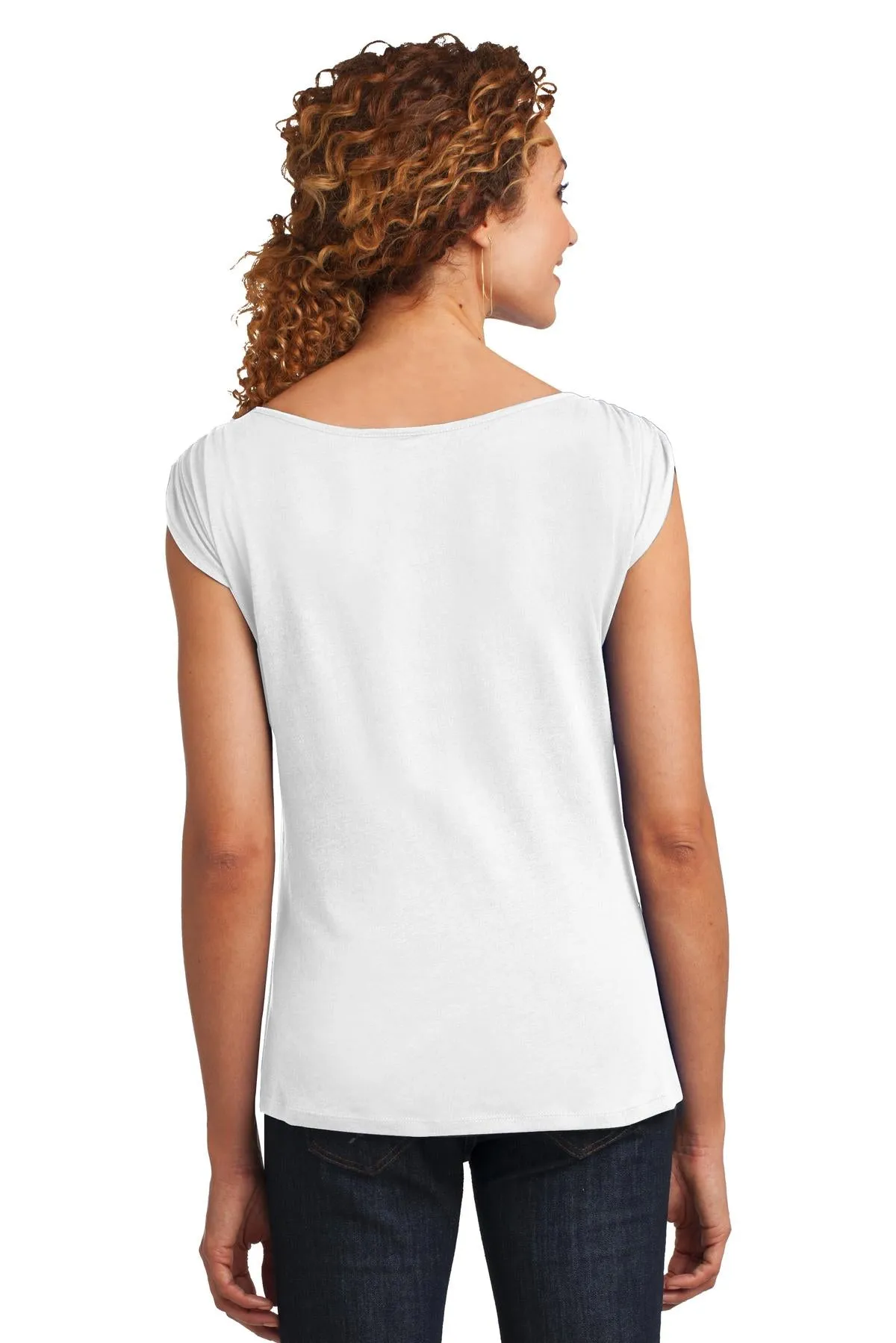 District Made Ladies Modal Blend Gathered Shoulder Tee. DM483