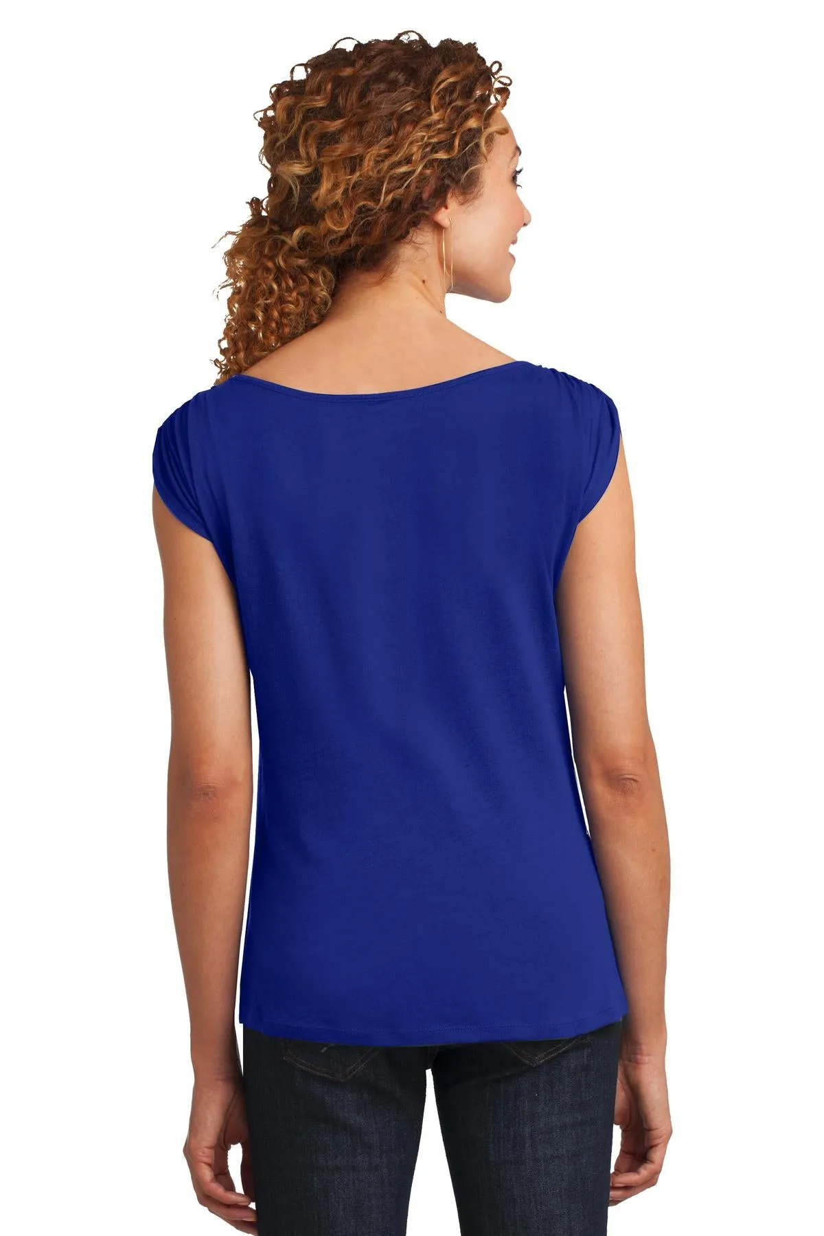 District Made Ladies Modal Blend Gathered Shoulder Tee. DM483