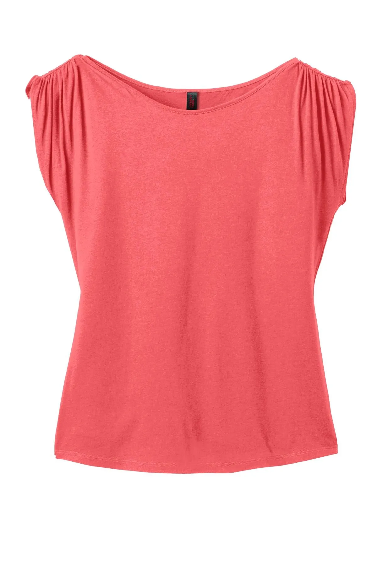 District Made Ladies Modal Blend Gathered Shoulder Tee. DM483