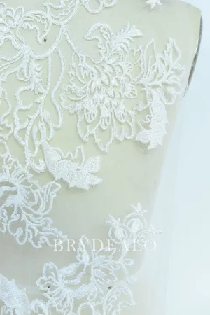 Fashionable Large Embroidered Flower Lace Fabric for Dresses