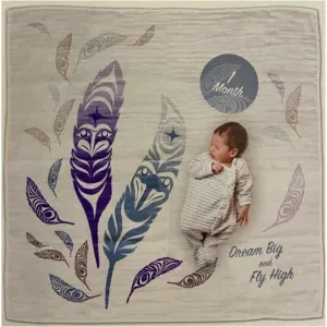 Feathers Baby Milestones Blanket