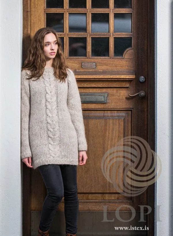 Flétta Oatmeal Heather Long Sweater - Knitting Kit