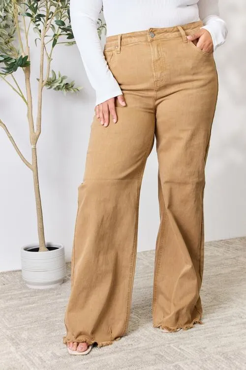 Fringe Hem Wide Leg Jeans