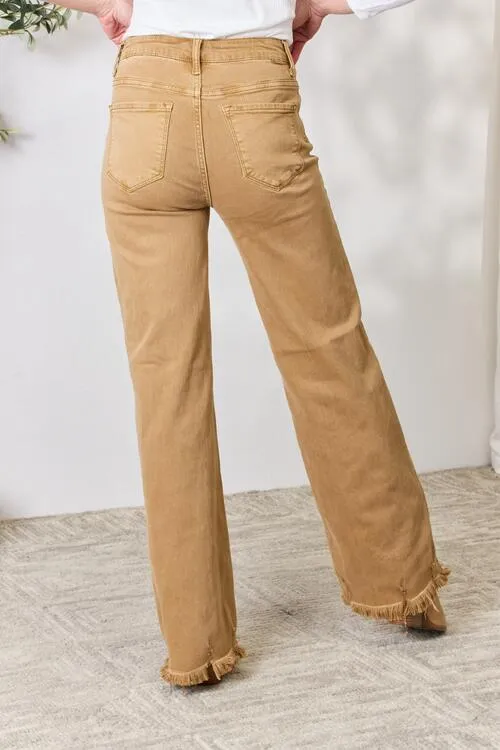 Fringe Hem Wide Leg Jeans