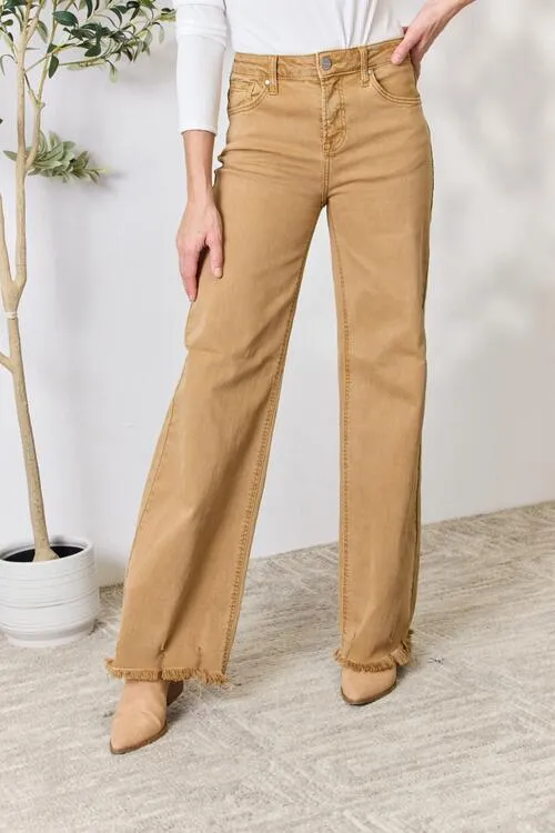 Fringe Hem Wide Leg Jeans