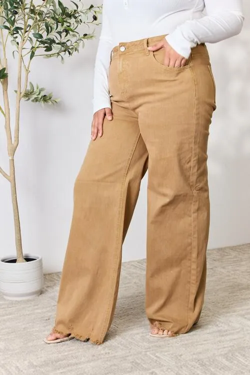 Fringe Hem Wide Leg Jeans