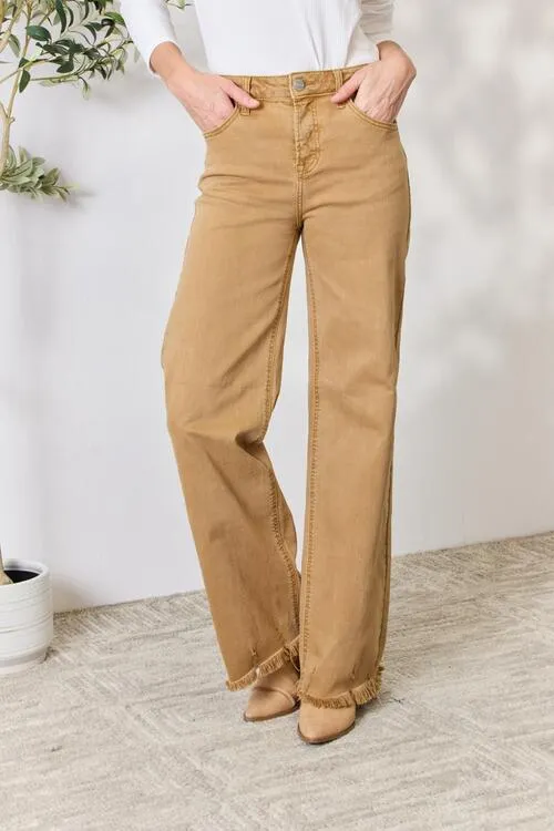 Fringe Hem Wide Leg Jeans