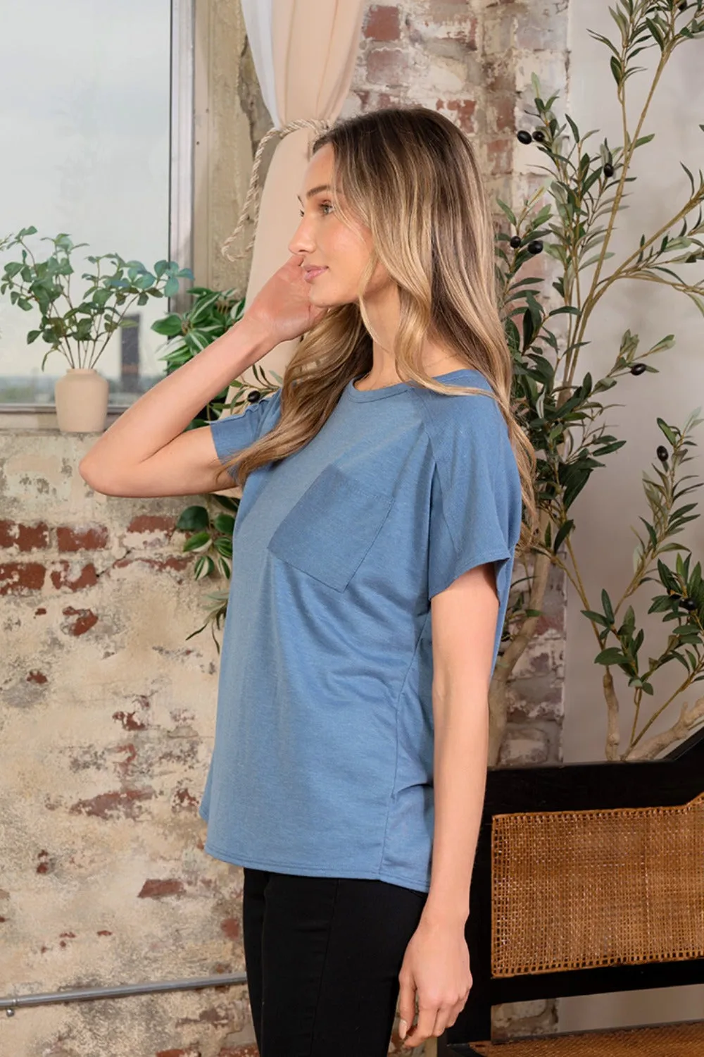 Full Size Exposed Seam Round Neck Short Sleeve T-Shirt